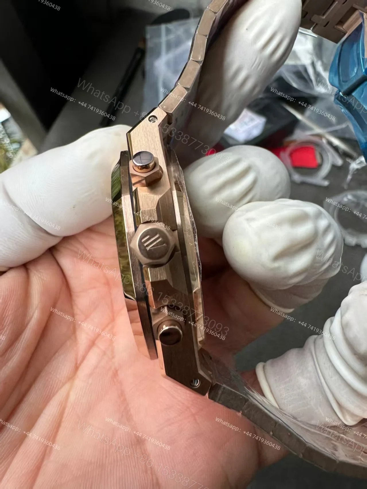 View 15 of Audemars Piguet Super Clone Royal Oak Rose Gold White Dial 26240 Chronograph 41mm Cal.4401