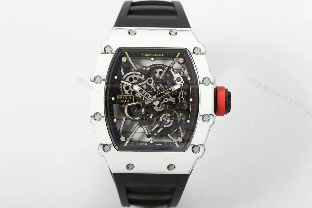 Richard Mille RM35-01 NTPT Carbon Fiber RMUL3 White Gemstone Skeleton Watch RM35-01-CF-RMUL3-WG — view 1