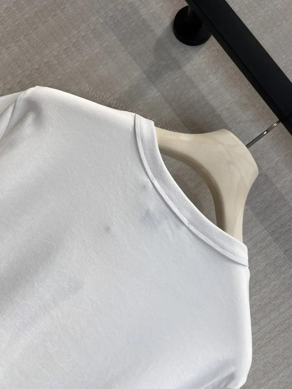 View 7 of White Cotton Luxe Tee with Signature Crest Graphic - Casual Premium Style