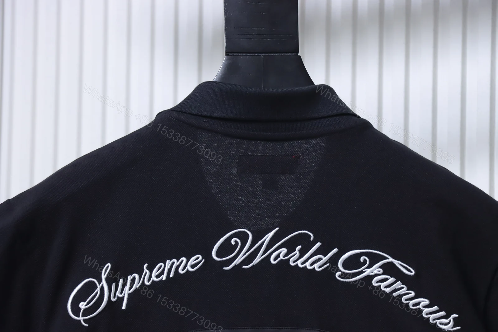 View 2 of Supreme 25SS No.7 Script Embroidered Short-Sleeve Polo Shirt Black