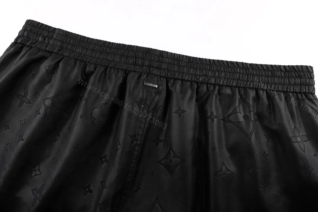 View 6 of Black Leather-Look Louis Vuitton Scan Shorts with Drawstring