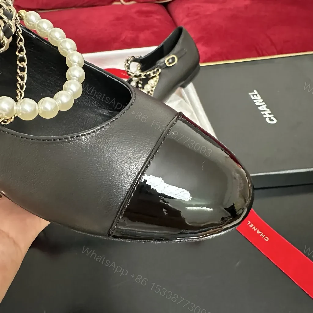 View 5 of Chic Pearl-Chain Leather Mary Jane—Elegant Comfort Shoes