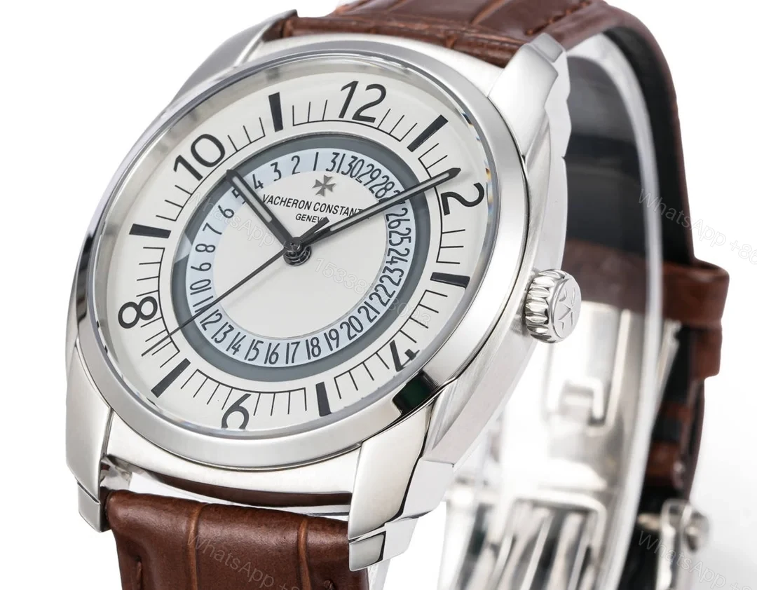View 5 of Vacheron Constantin Quai de l’Ile Replica 41MM Premium White Dial Leather Strap Edition VC-QDI-WHT-LTH-41