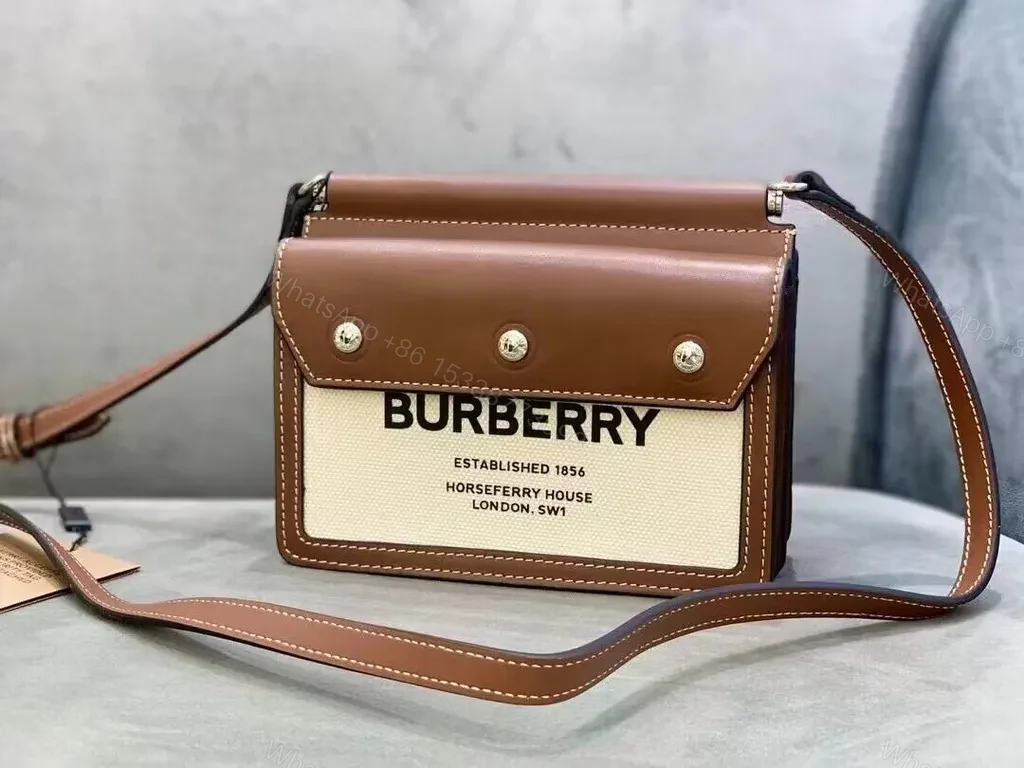 Brown Leather Trim Canvas Crossbody — Structured, Versatile Luxe Bag — view 1