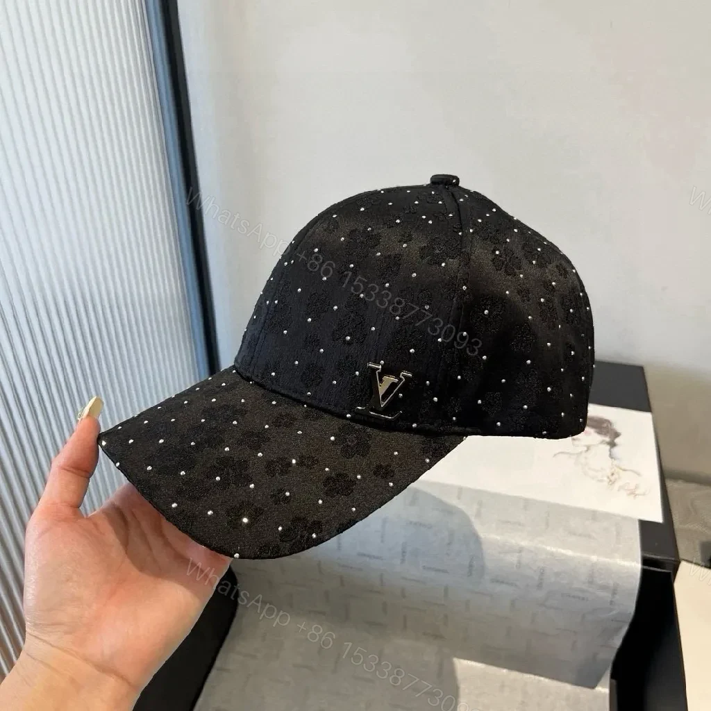 Black Diamond-Embellished Cap with Monogram Detail — view 1