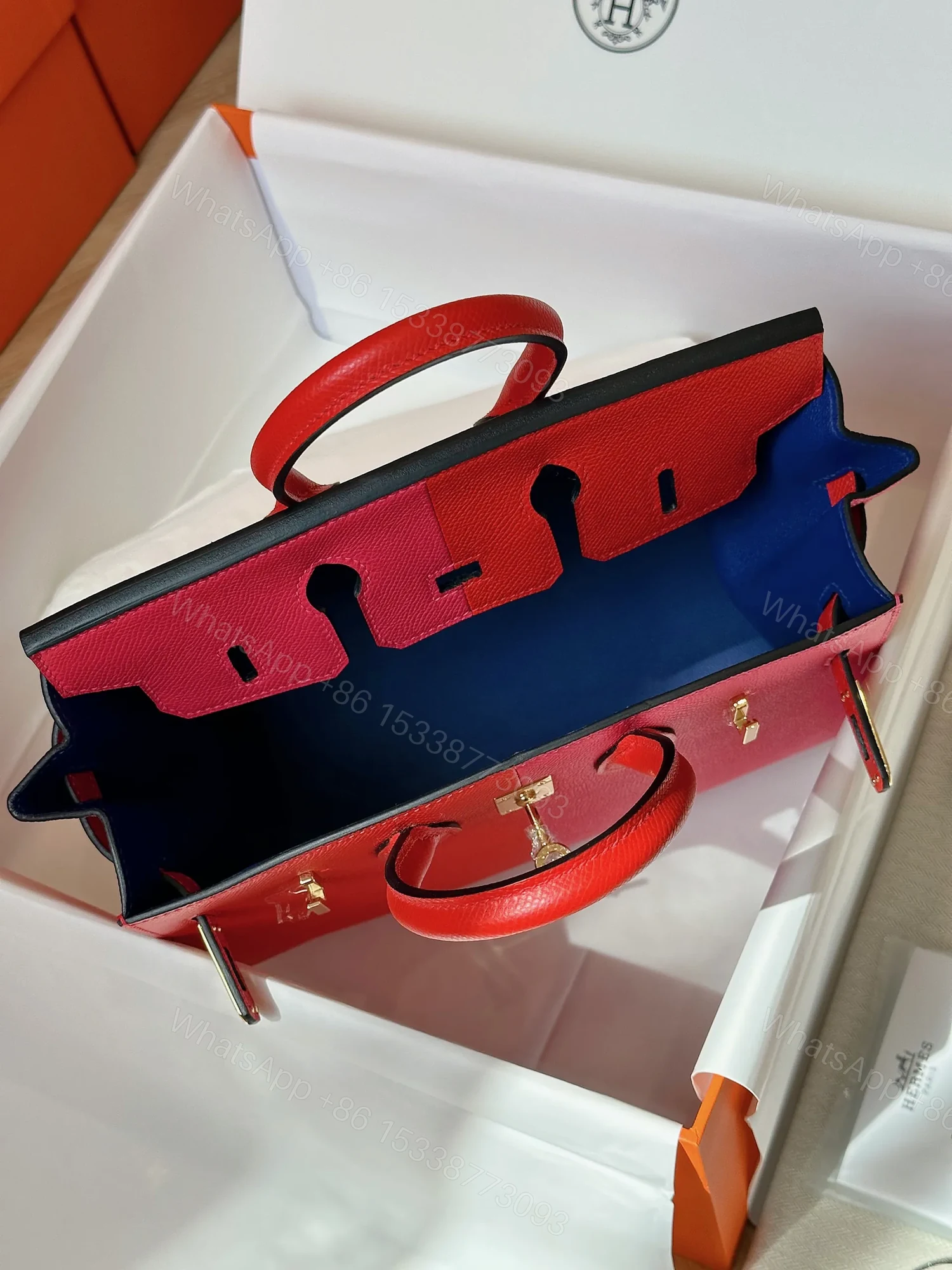 View 5 of HN 25 Pink/Red Epson Leather Gold Hardware