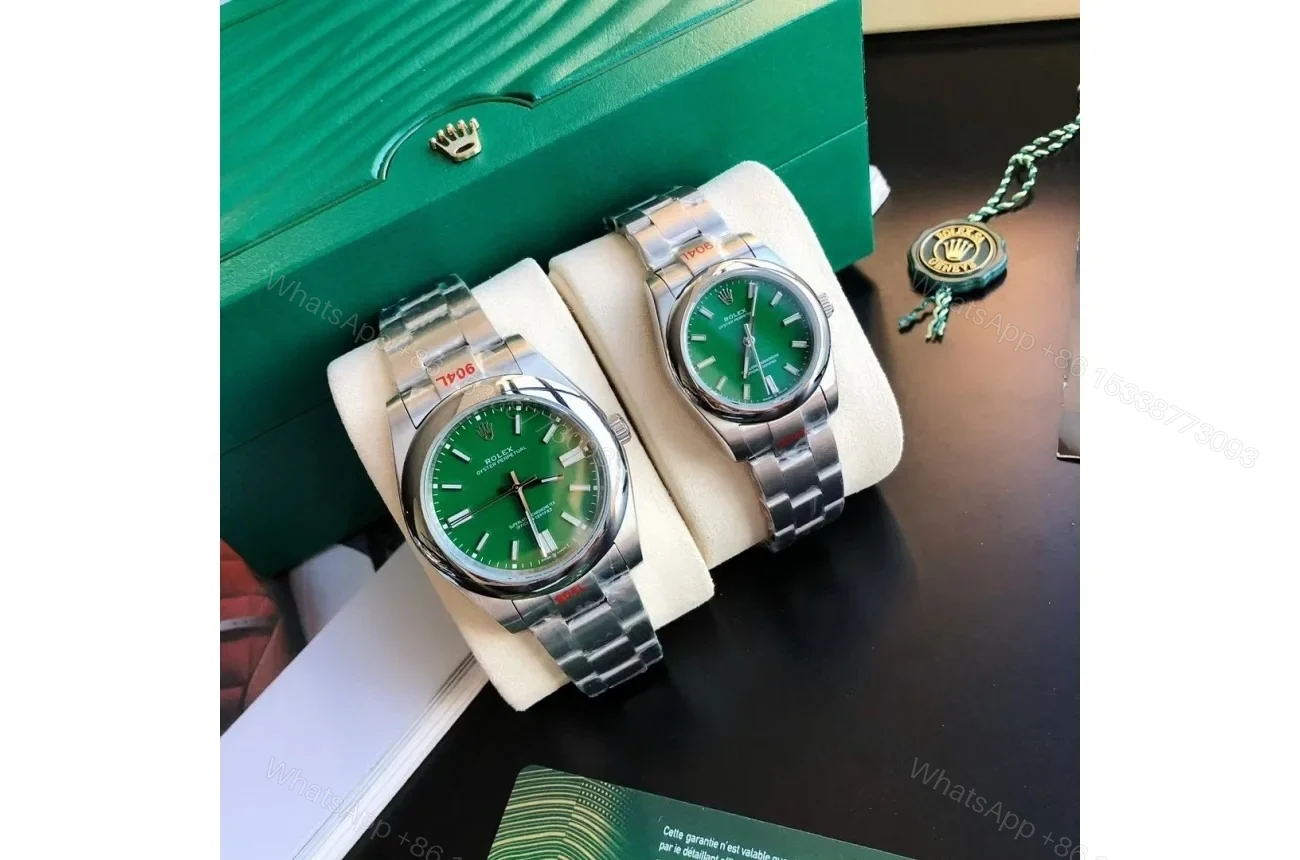 Replica Rolex Oyster Perpetual SS/SS Green/Stk 31/41 mm — view 1