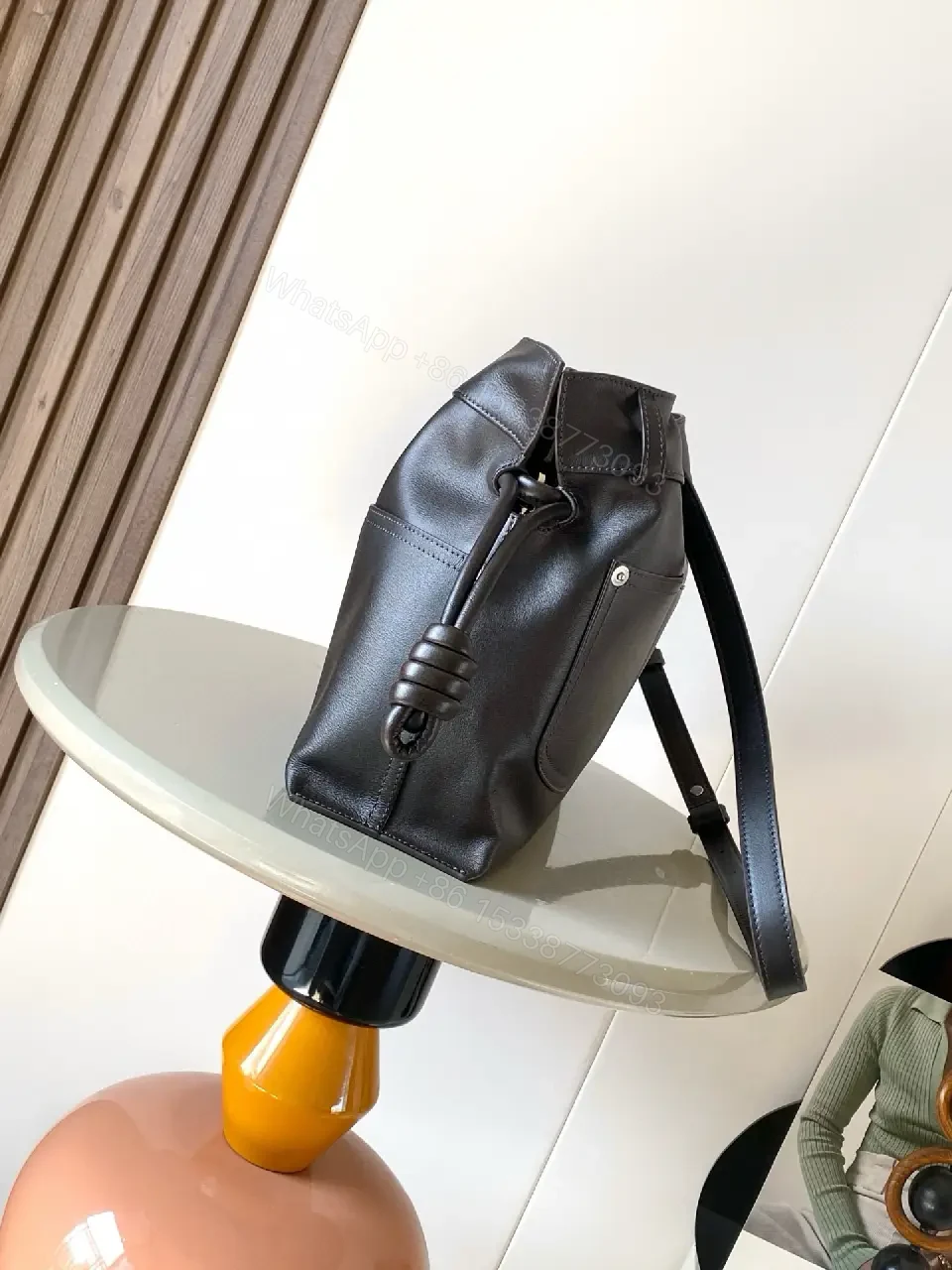 View 4 of Structured Leather Tote: Minimalist Carryall, Durable Luxe