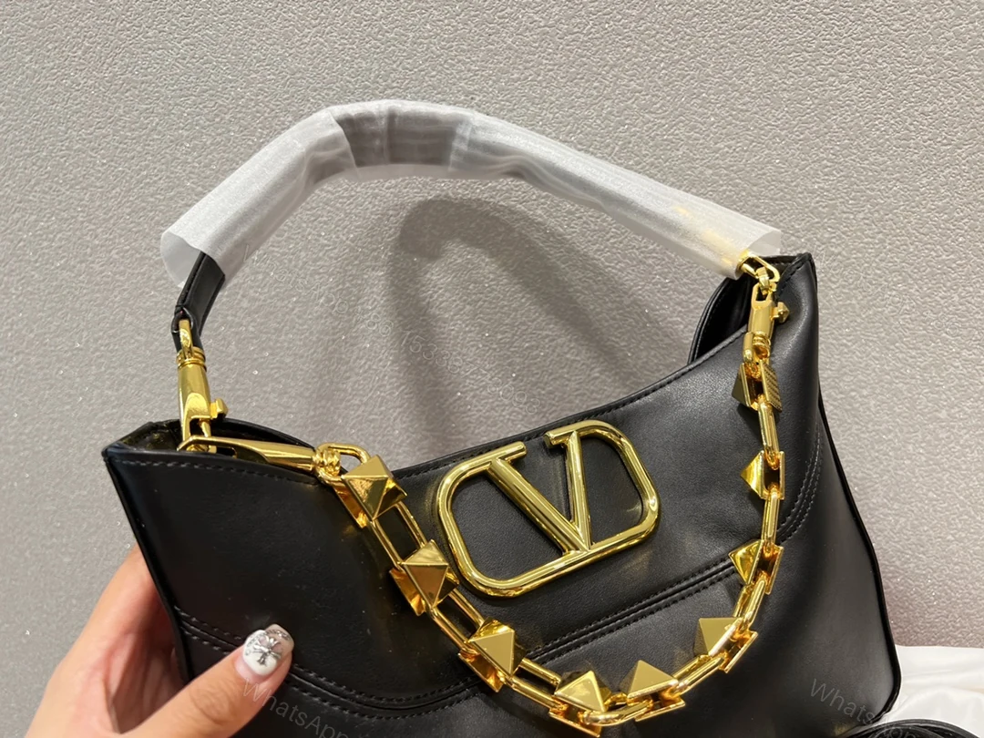 View 4 of VALENTINO GARAVANI SMALL STUD SIGN HOBO BAG IN BLACK