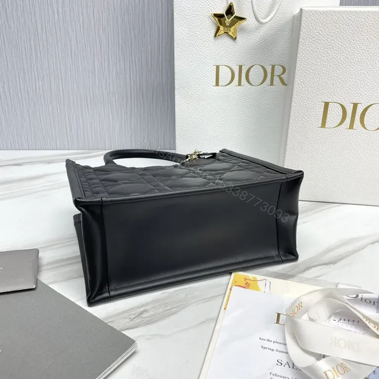 View 7 of Chic Black Quilted Dior-Handbag with Charm