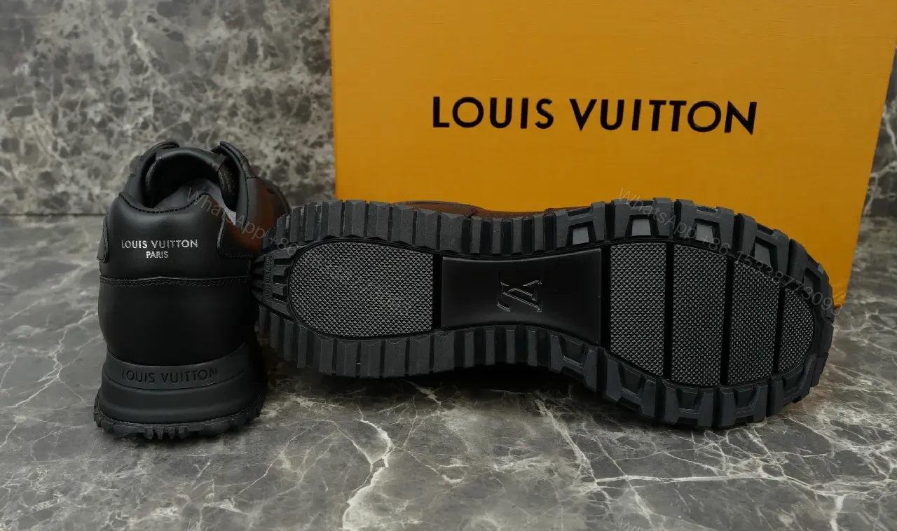 View 8 of Black Leather Sneakers Casual Louis Vuitton Style Signature LV Logo Sneaker