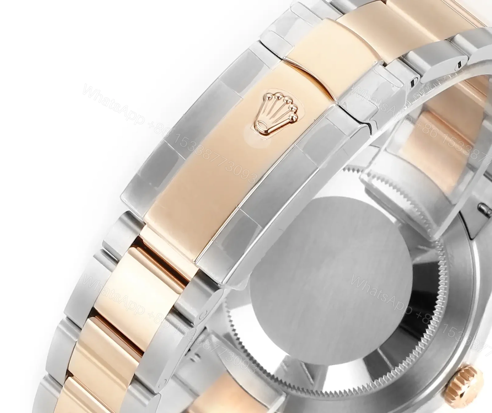 View 9 of Rolex Datejust 41 Everose Rolesor Fluted Oyster Sundust Dial Watch 126331-0009