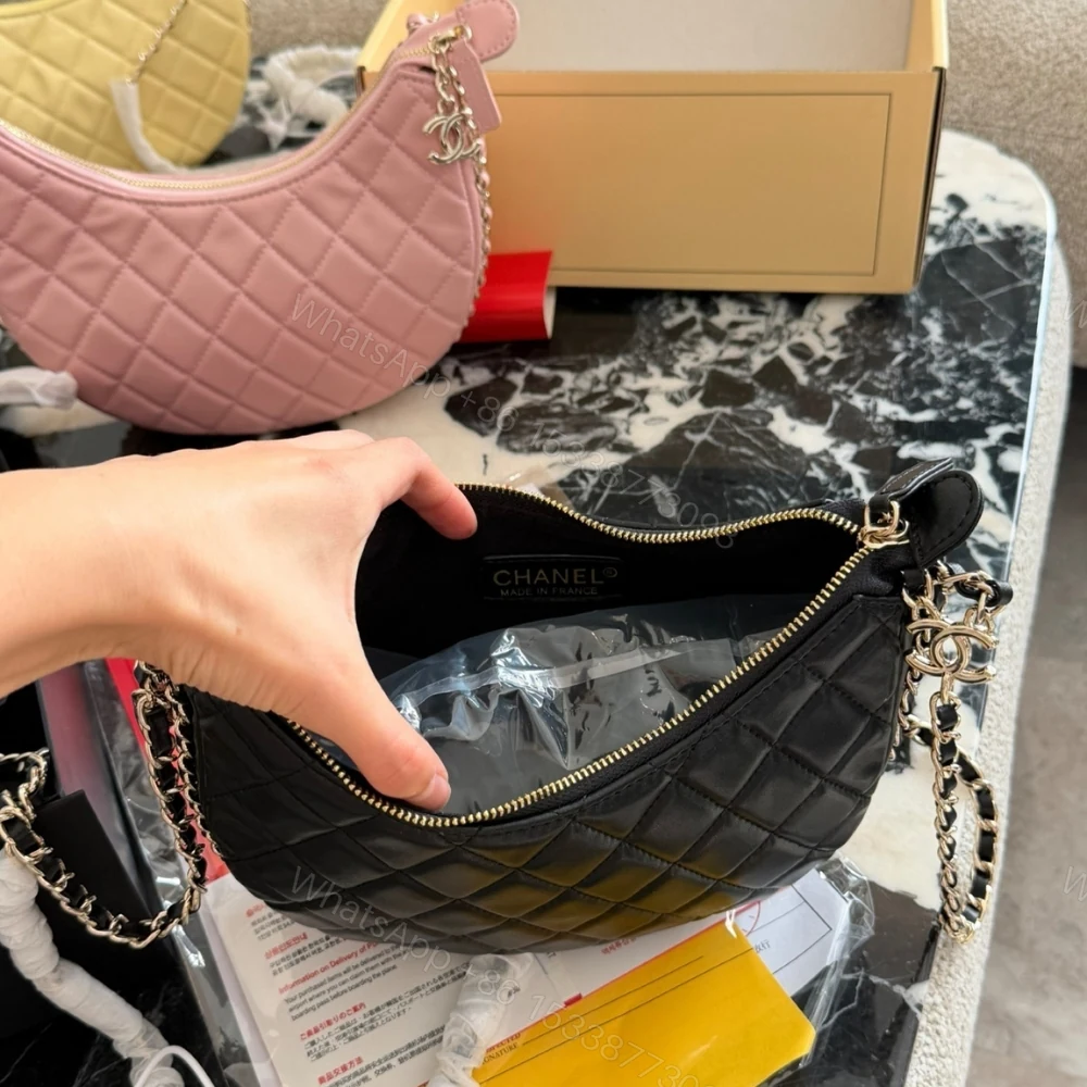 View 8 of Chanel Hobo Bag Shiny Gold Metal Black 20Cm