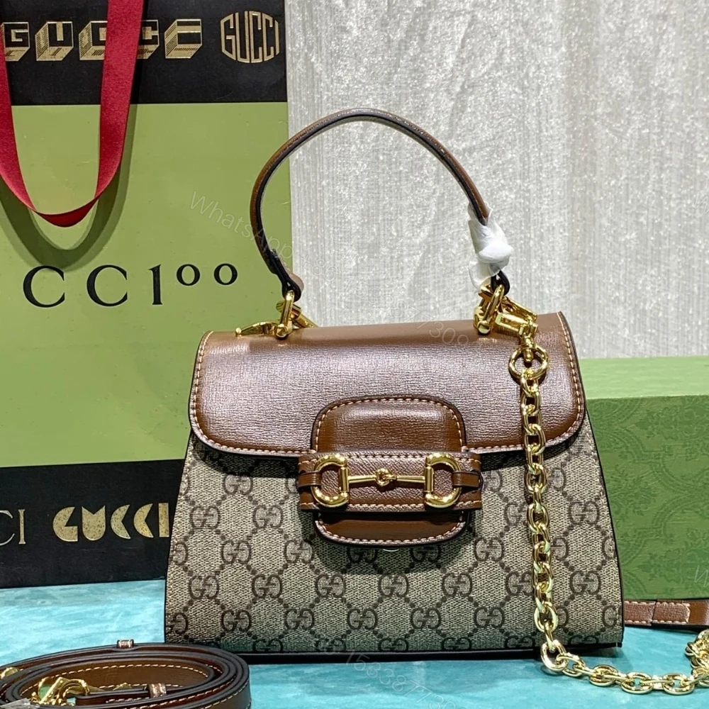View 2 of Gucci Horsebit 1955 Mini Top Handle Bag Light Brown 22Cm