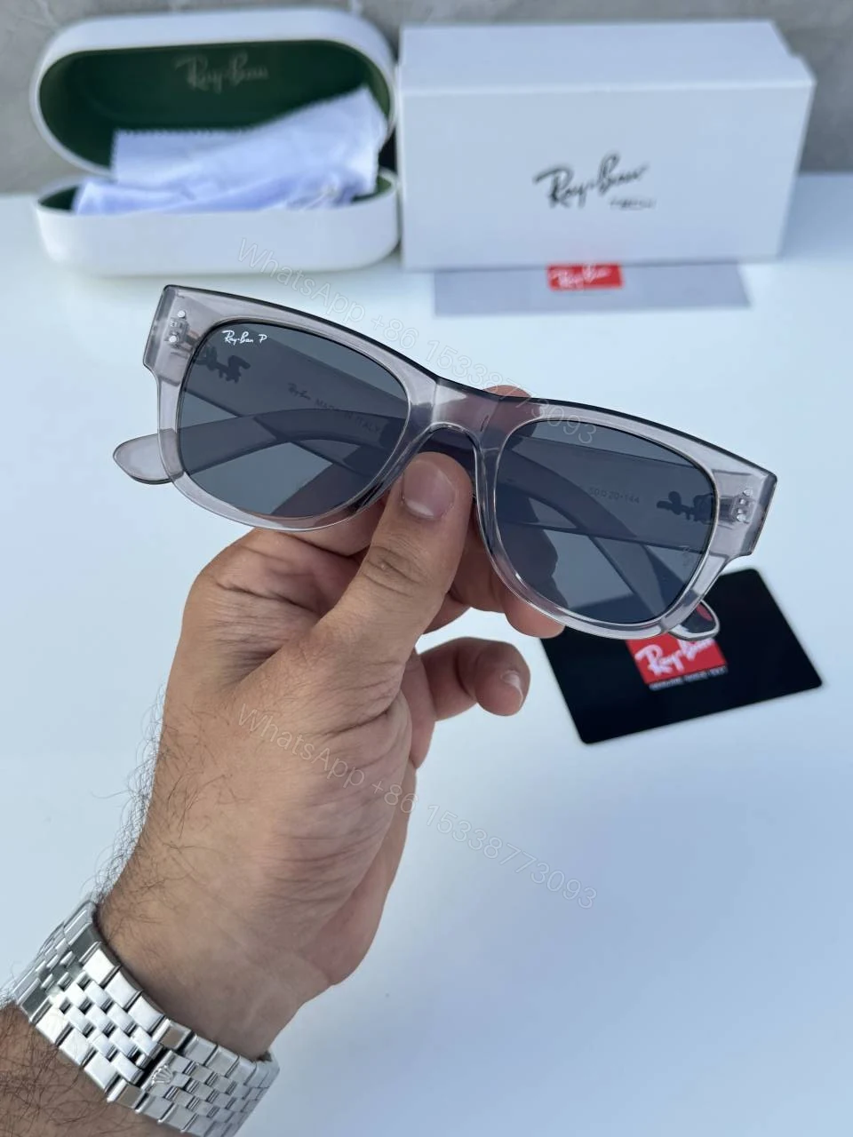 View 3 of First Copy Ray-Ban 0840 Grey Black Men’s Sunglasses