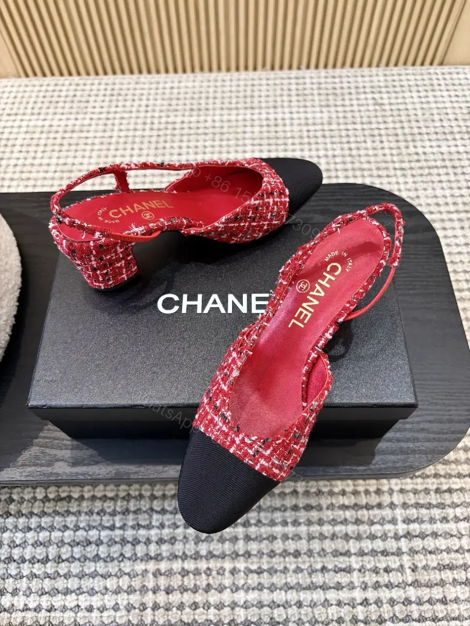 View 8 of Red Tweed Slingbacks: Modern Luxe, Comfortable Heels