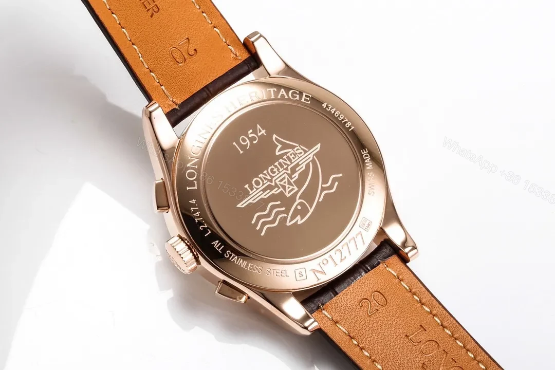 View 8 of Longines Classic Re Edition Men’s Watch Rose Gold with Brown Leather Strap 40mm Case Sapphire Crystal Automatic 7750 Movement