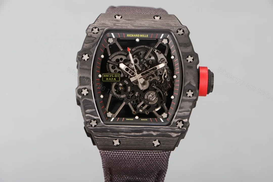 Richard Mille RM35-01 NTPT Carbon Fiber RMUL3 Integrated White Gemstone Watch RM35-01-NTPT-R3WG — view 1