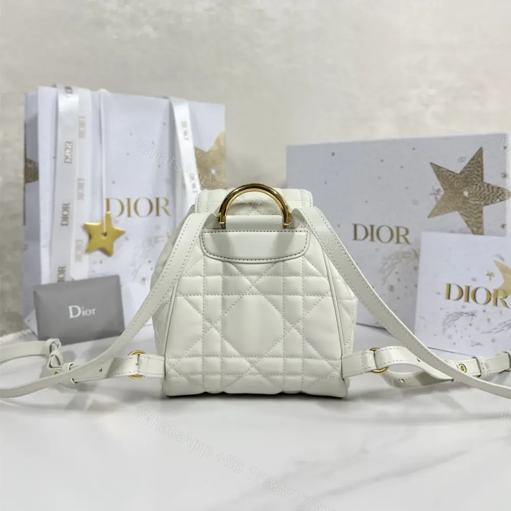 View 2 of 高仿Dior*Caro系列M6302M030小羊皮雙肩包白色小號免檢版