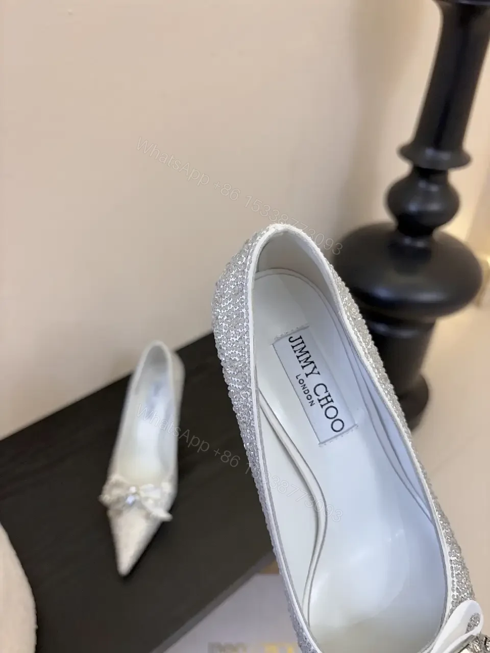 View 8 of Glitter Bow Pointed-Toe Pumps - Night-Glow Luxury Shoes