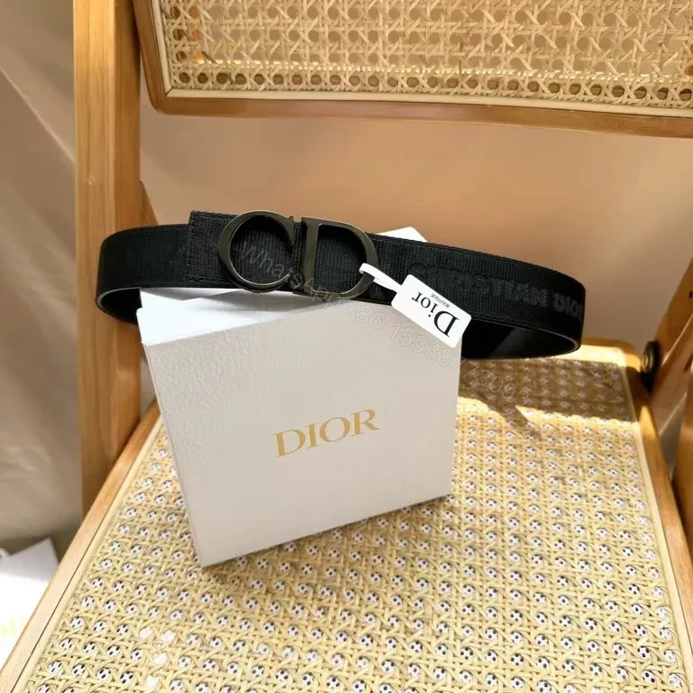View 3 of Bold Black Dior-Influenced Webbing Belt: Modern Luxe Edge