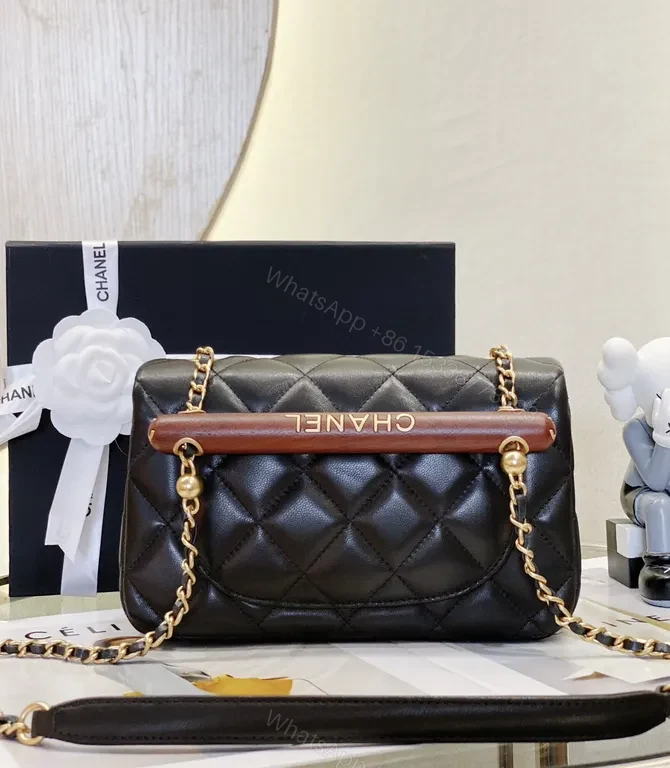 View 2 of Chanel-Inspired Quilted Black Leather Shoulder Bag: Timeless Luxury