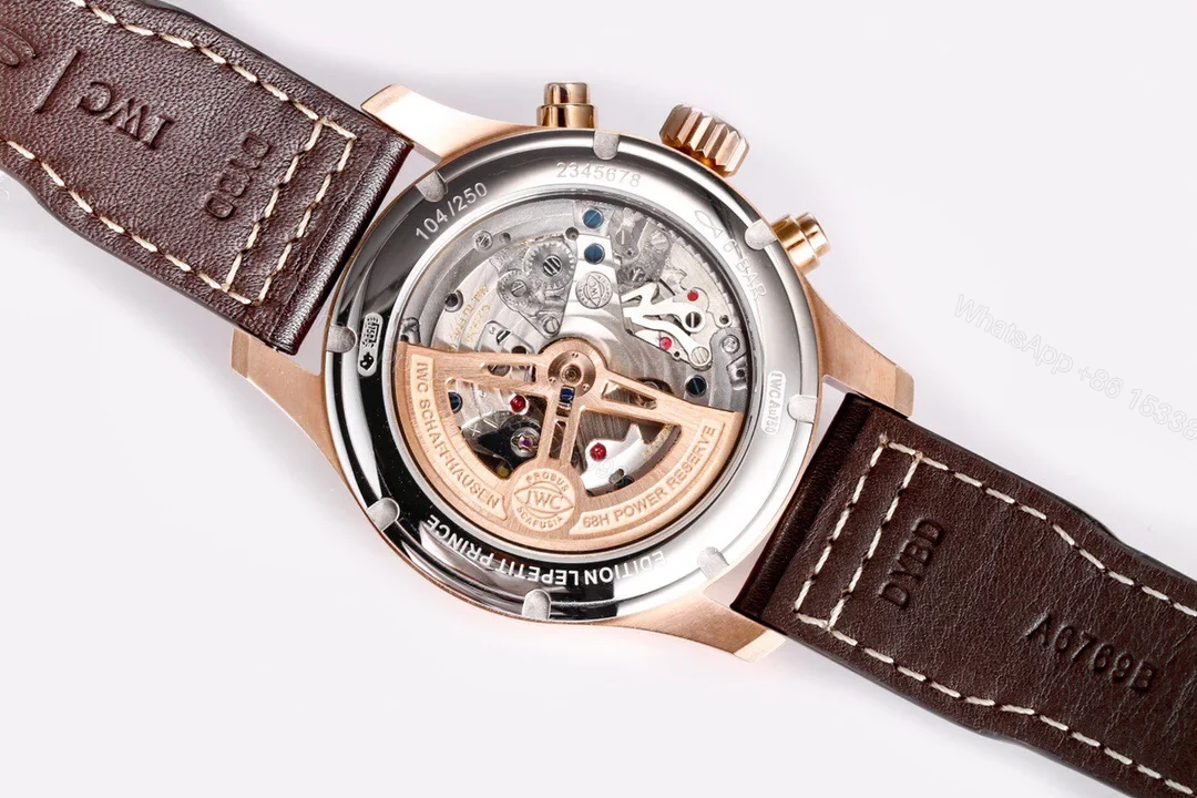 View 6 of IWC Pilot Perpetual Calendar Blue Replica 42MM Premium Rose Gold Case Brown Leather Strap Edition IWC-PILOT-PC-BLU42-RG