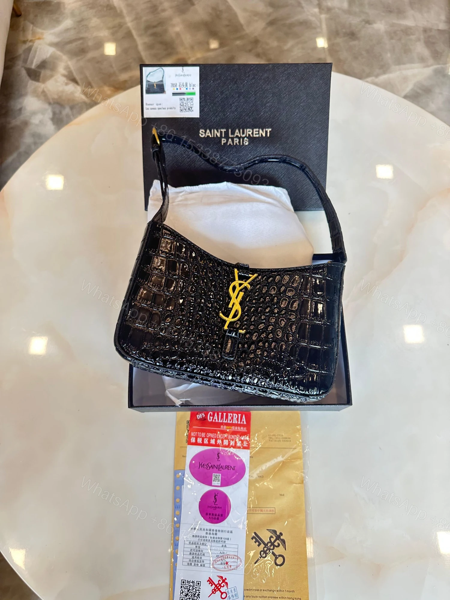 View 18 of FIRST COPY SAINT LAURENT SHOULDER BAG - CROCODILE-EMBOSSED LEATHER AND CLEAN LEATHER