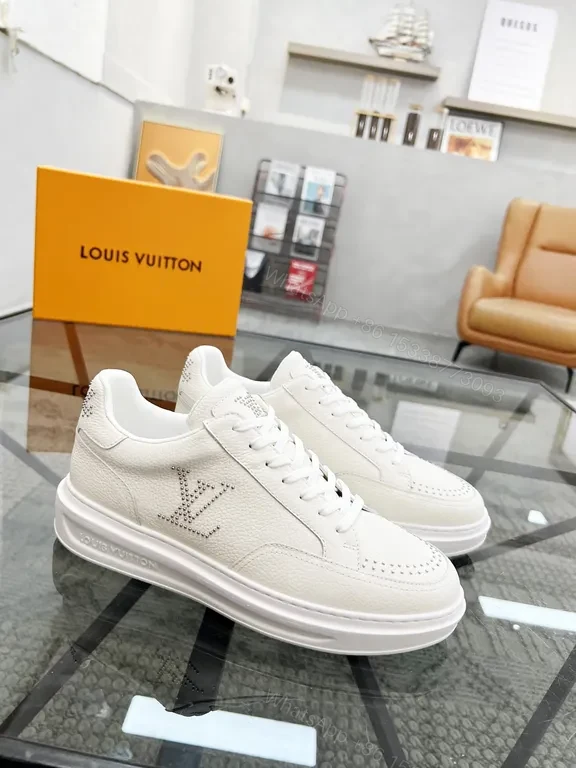 View 7 of White Leather Sneakers: Premium, LV-Inspired Luxury Casual Shoes