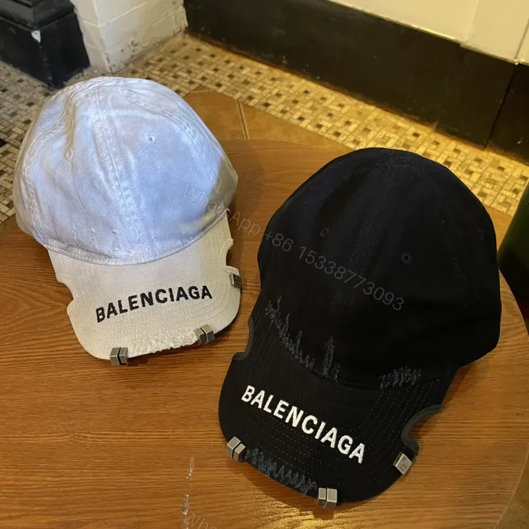 View 6 of Two-Tone Denim-Style Cap with Balenciaga Logo