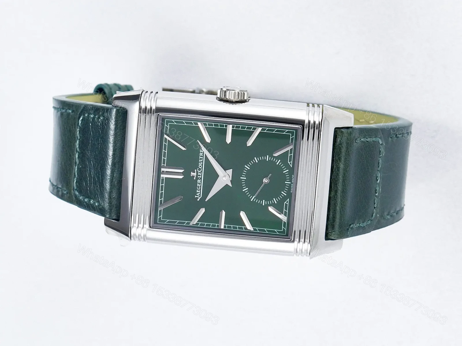View 5 of Reverso Classic Duoface Small Seconds SS MGF Best Edition White Textured Dial on Black Leather Strap A854A