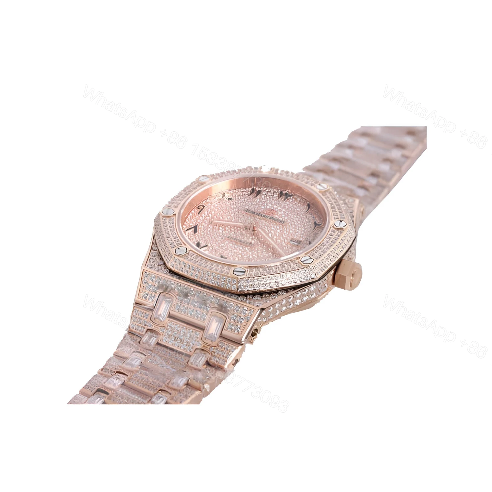 View 3 of Audemars Piguet Royal Oak Iced Out Rose Gold Replica