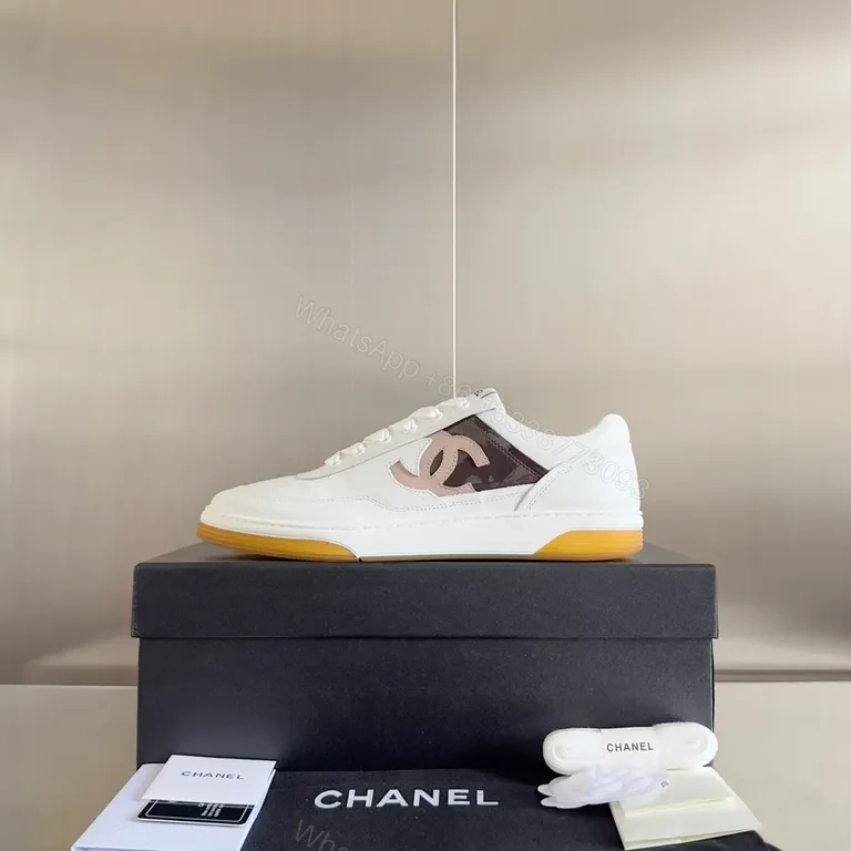 View 8 of White Leather Luxury Sneakers: Chanel-Inspired, All-Day Comfort