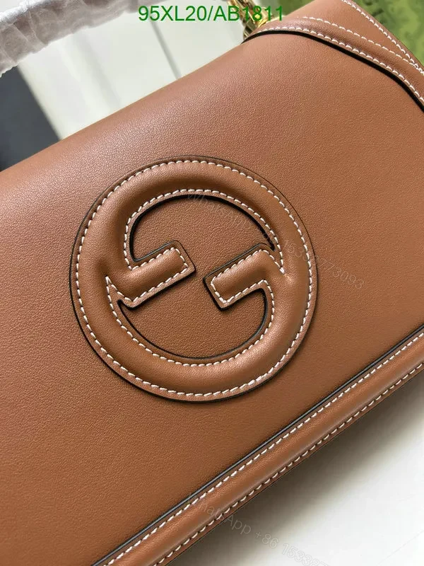 View 11 of Knockoff Gucci Blondie Smooth Brown Leather Shoulder Bag for Women PTF637