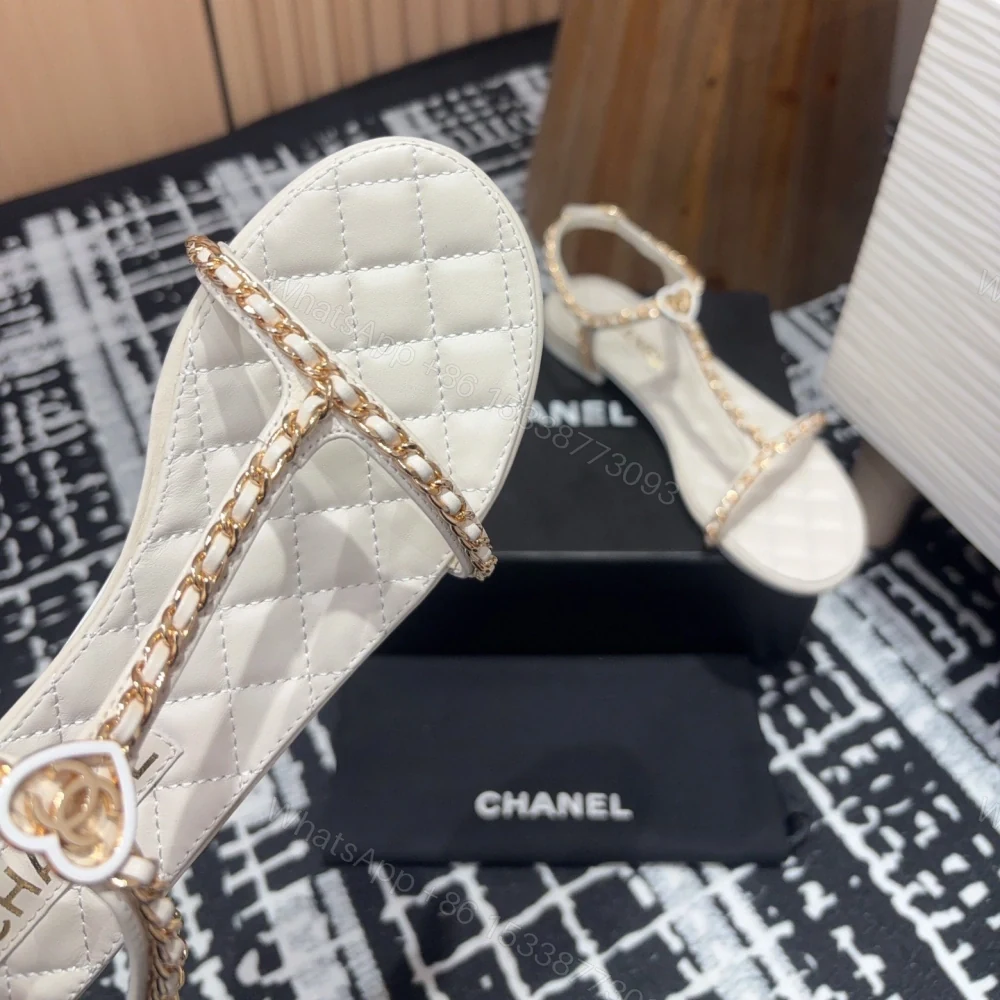 View 6 of 高仿Chanel*25C系列G46111C小羊皮平底涼鞋白色免檢版