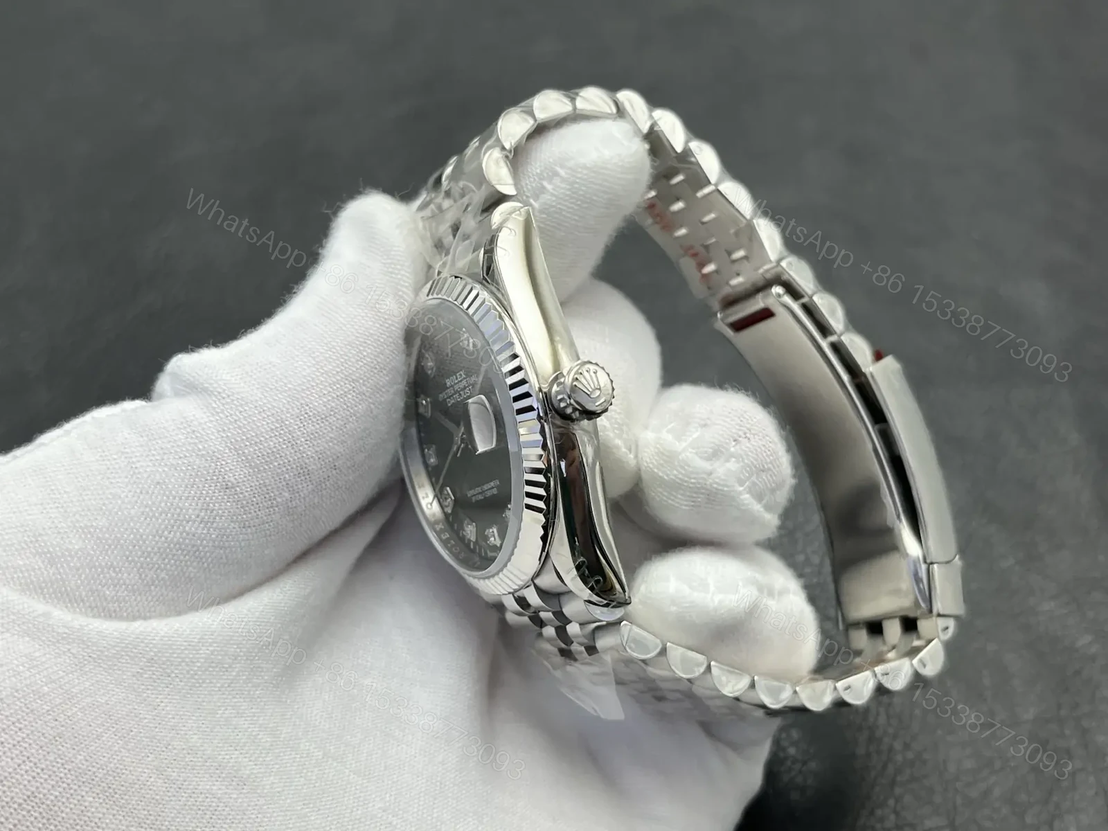 View 6 of Rolex Datejust 36 Stainless Steel Diamond Green Palm Jubilee 126284RBR-0047