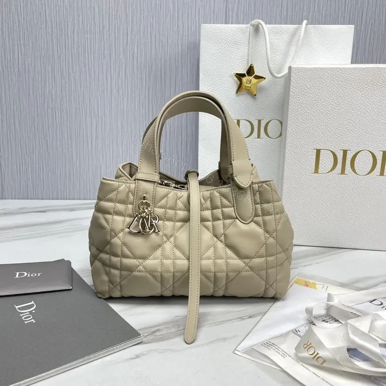 View 5 of Nude Quilted Dior Tote: Couture Charm, Everyday Versatility
