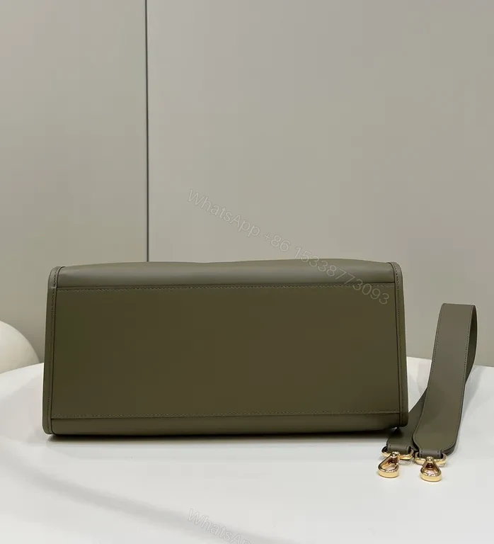 View 2 of Olive Green Structured Tote: Fendi Roma Hardware Bag