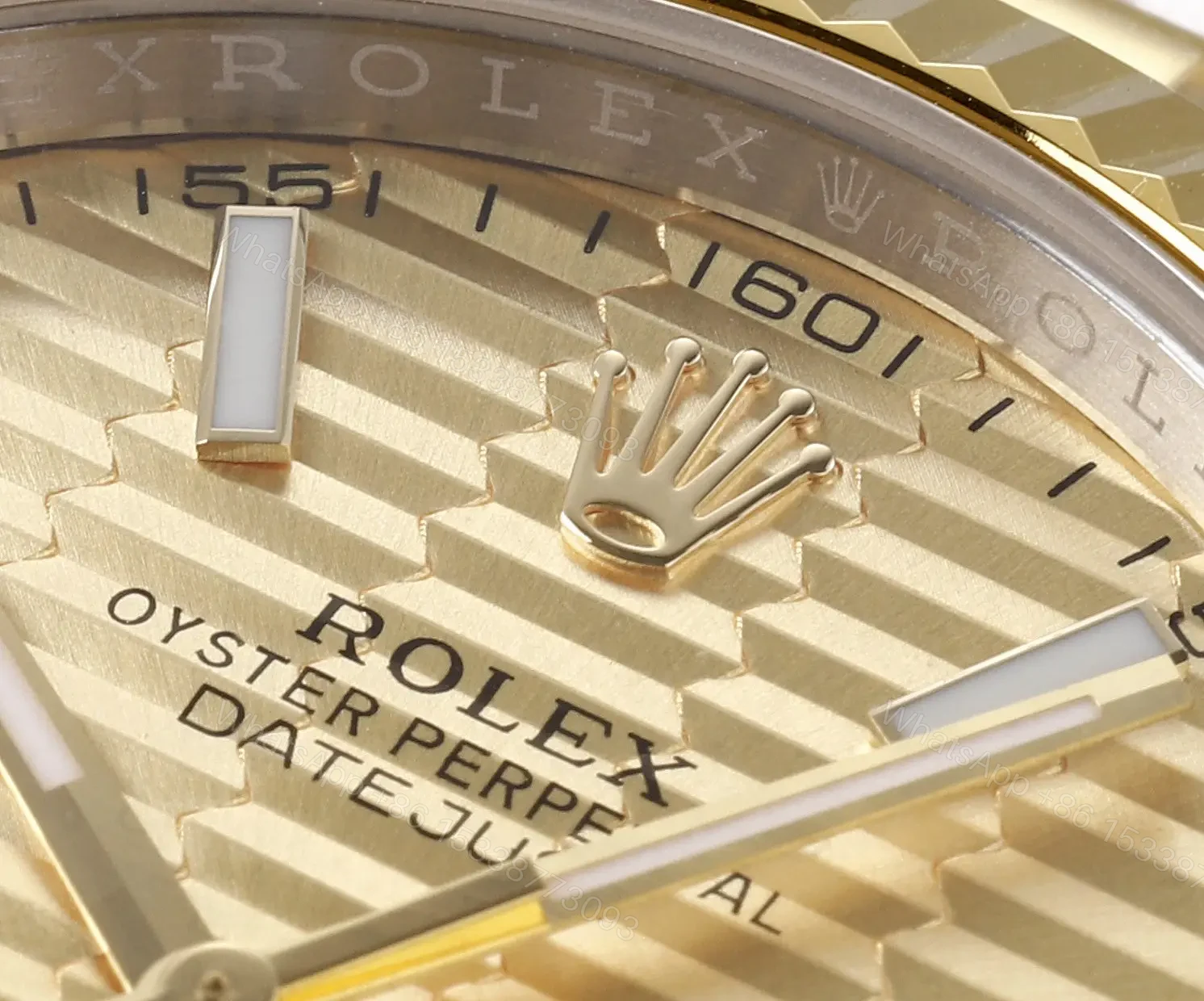 View 6 of Rolex Datejust 41 Yellow Rolesor Fluted Jubilee Champagne Fluted Dial Watch 126333-0022