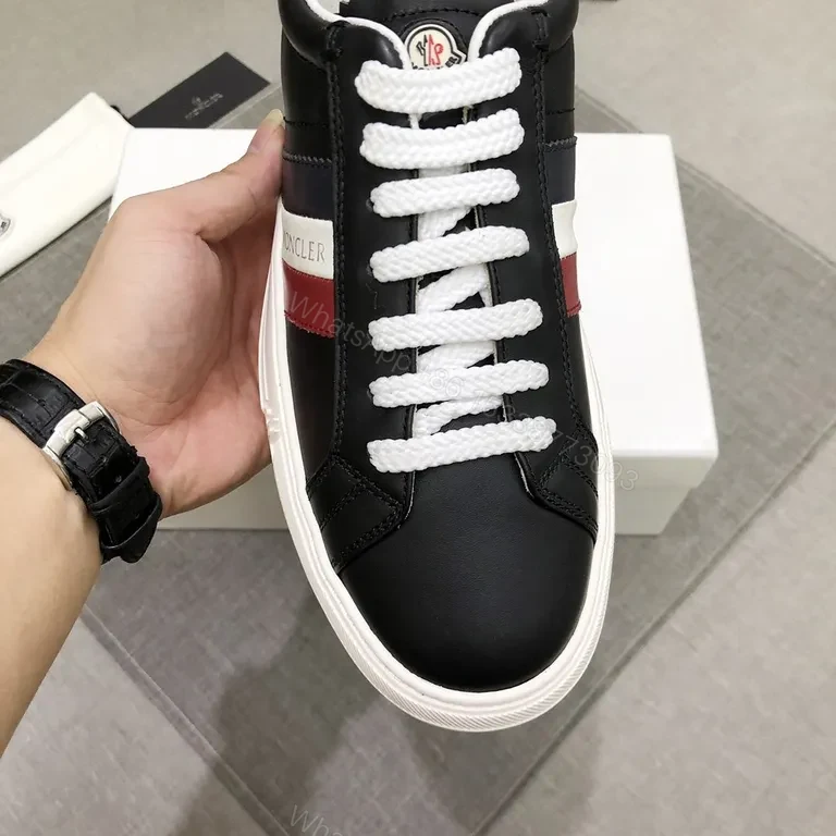 View 2 of Sleek Black + Leather + Color-Block Sneakers + All-Day Comfort + Sneaker