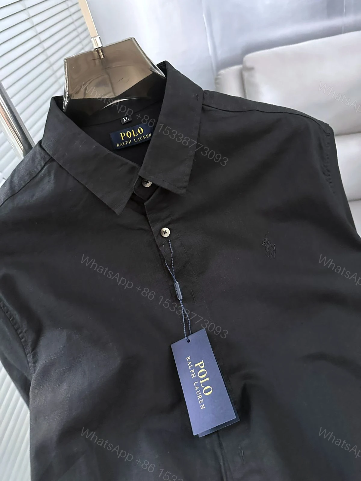 View 2 of Ralph Lauren Premium Imported Linen Shirt Black First Copy | AAA+ Replica
