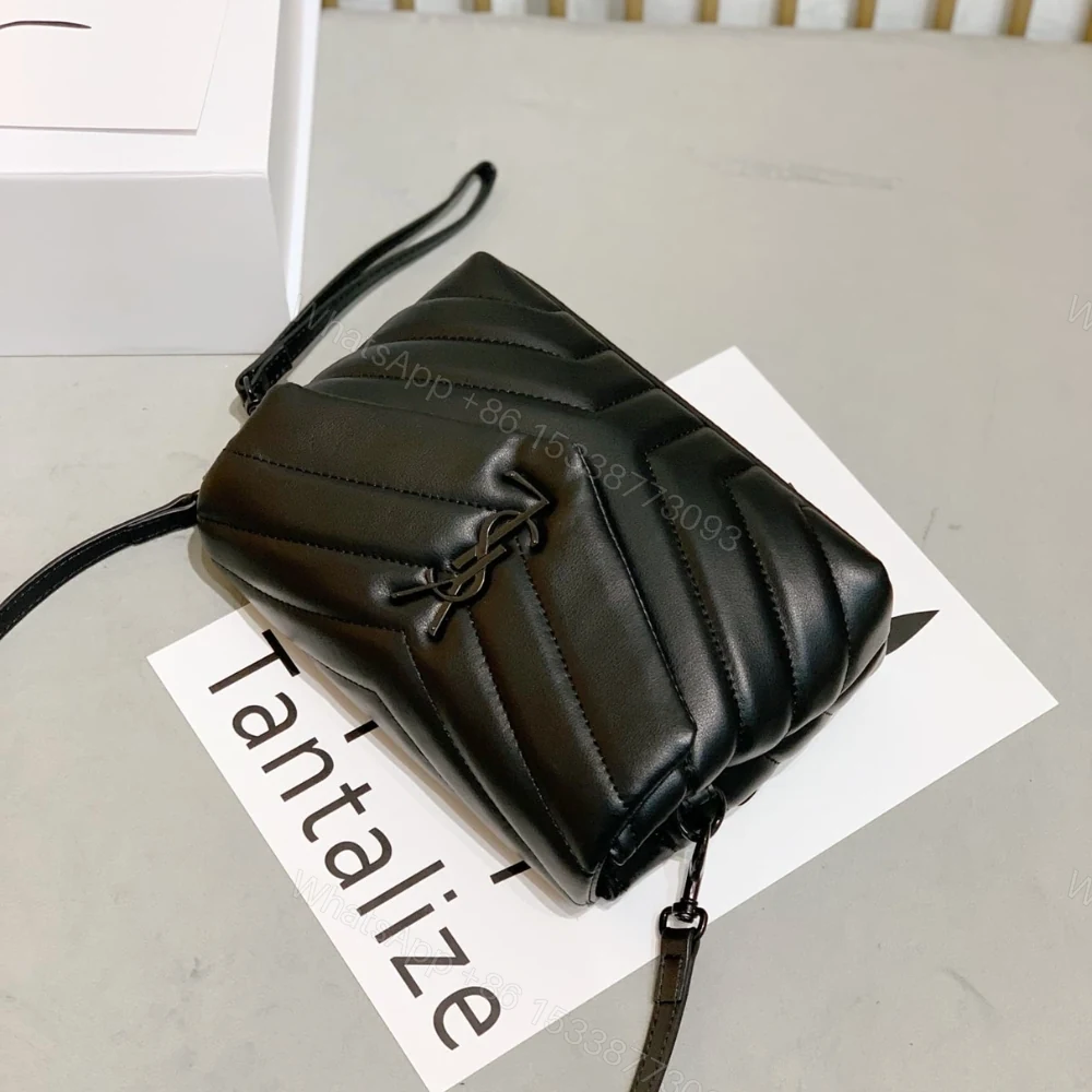 View 3 of Saint Laurent Loulou Toy Strap Bag In Quilted Y Black With Black Hardware 20Cm