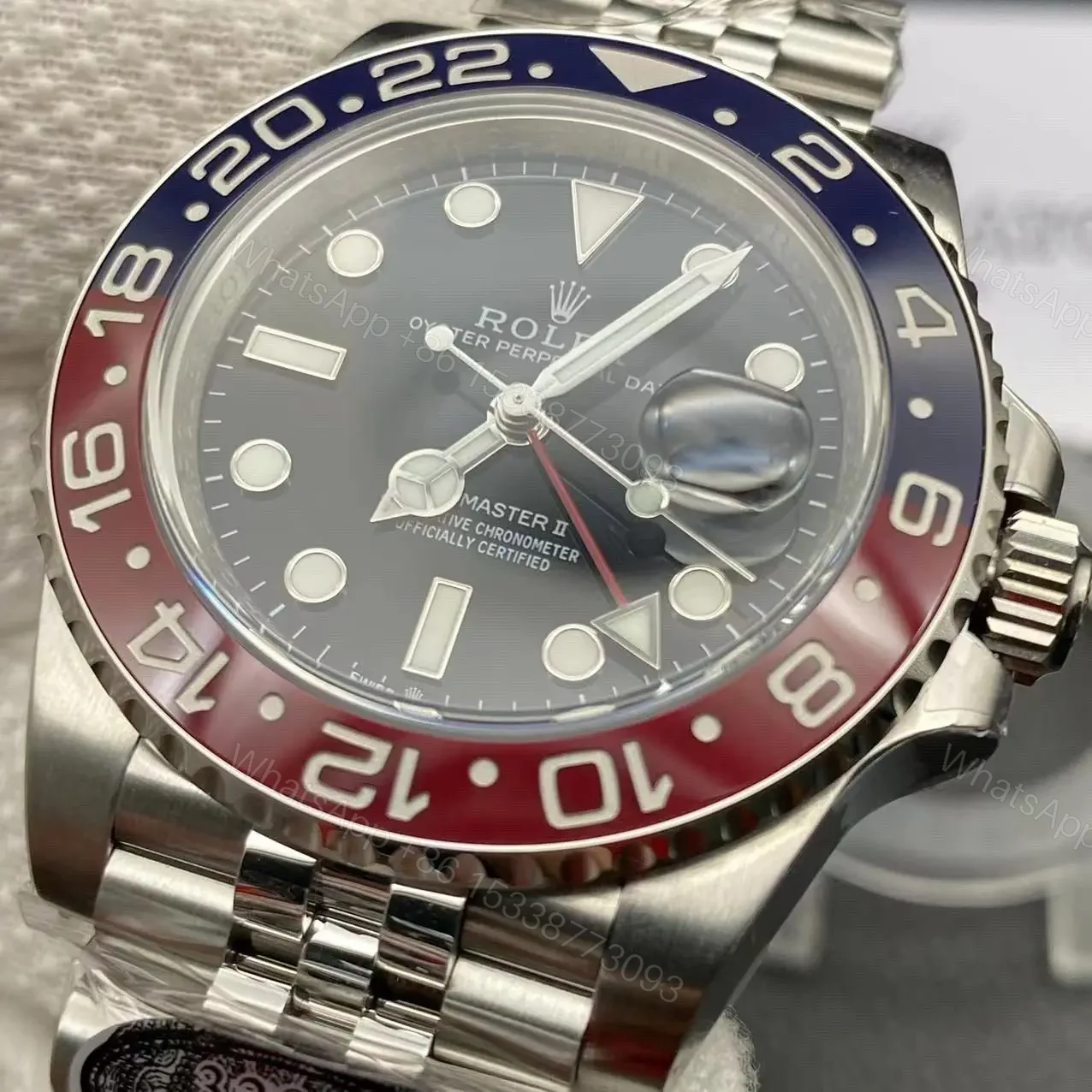 View 4 of Swiss Clone Replica Rolex GMT Master PEPSI Jubilee