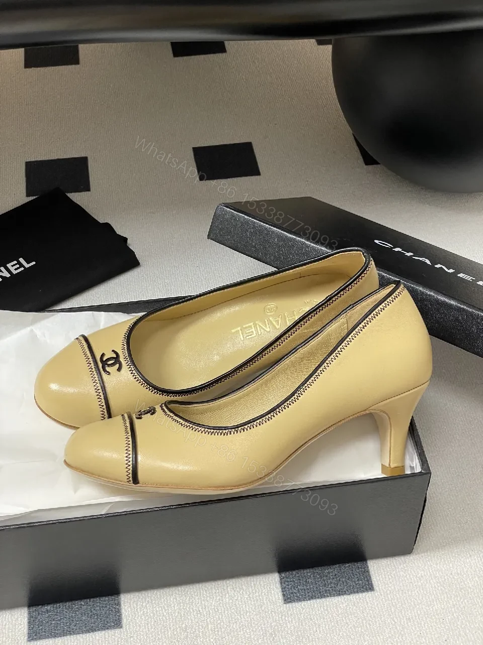 View 7 of Cream Leather Pumps: Chic, Subtle Stitch Detailing, All-Day Comfort