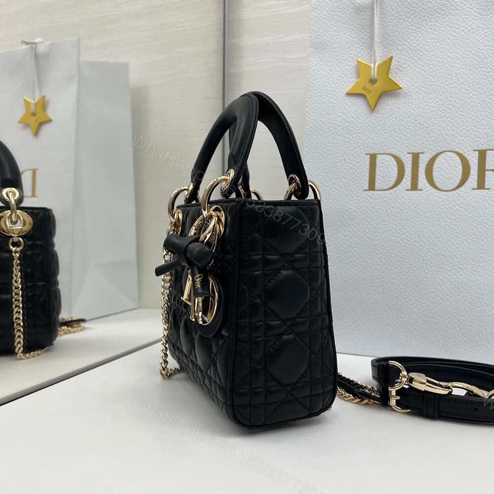 View 3 of Dior Mini Lady Dior Bag with Chain(HIGH-END GRADE)