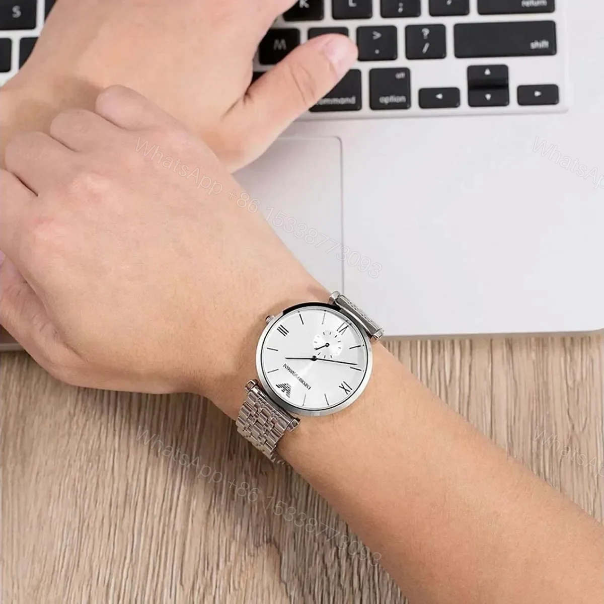 View 4 of Emporio Armani Ladies Watch – Silver Stainless Steel