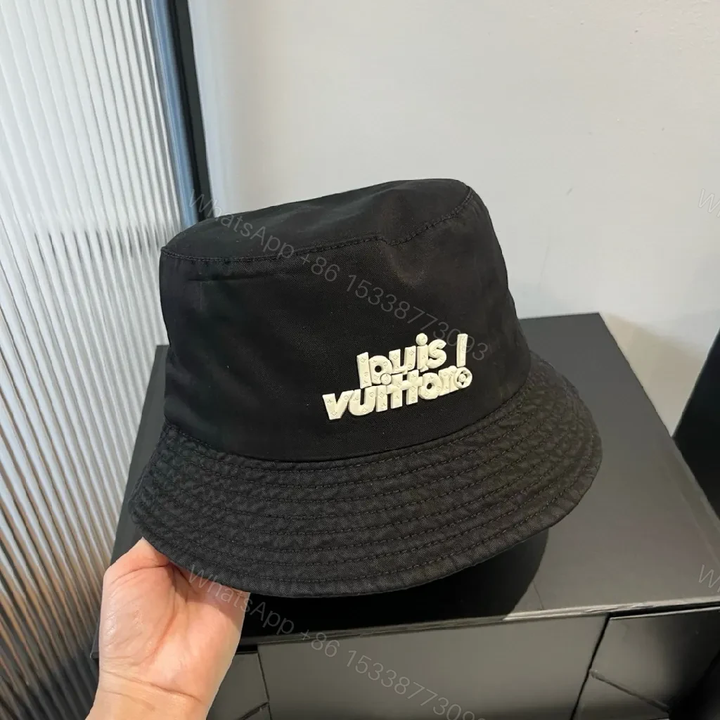 Black Nylon Bucket Hat Minimalist Logo Embroidery Hat — view 1