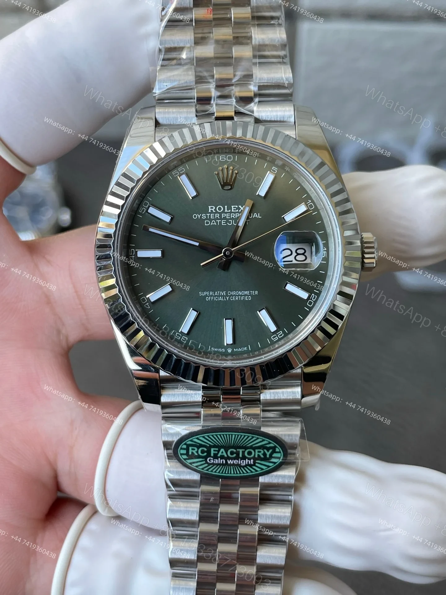 View 3 of Rolex Datejust M126334-0028 1:1 Replica Green Dial Jubilee 41MM 3235 Movement Super Clone Watch