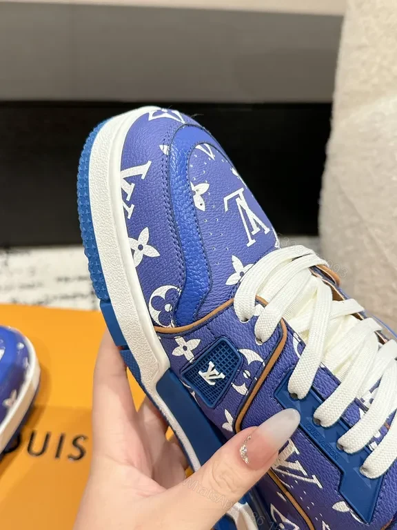 View 7 of Bold Electric Blue LV-Style Monogram High-Tops: All-Day Comfort