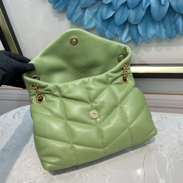 View 2 of Sage Leather YSL-Style Weekend Bag with Gold Monogram